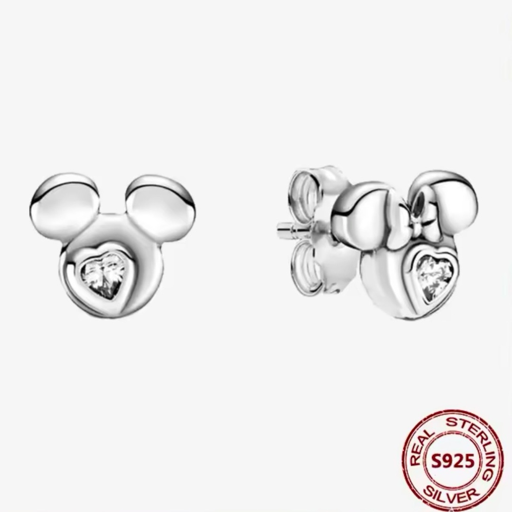 NWOT Disney Mickey Mouse & Minnie Mouse Silhouette Stud Earrings Jewelry Silver
